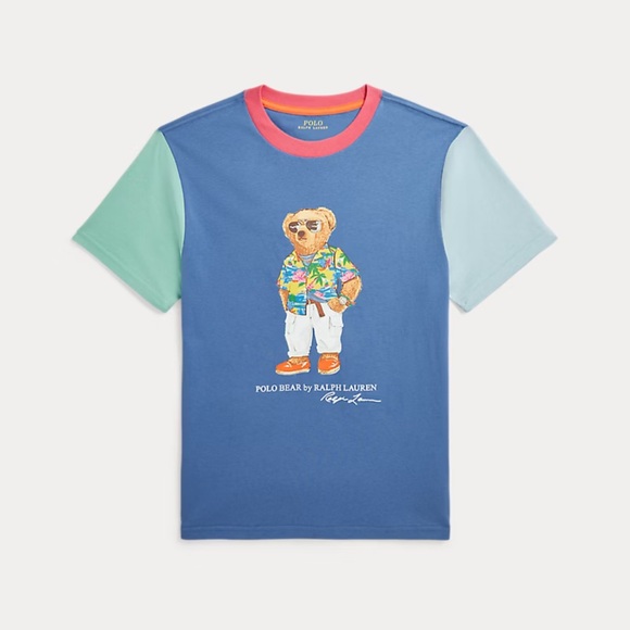 NWOT Polo Ralph Lauren Boys Polo Bear Multi-Color Bear T-Shirt Classic Preppy - Picture 1 of 6